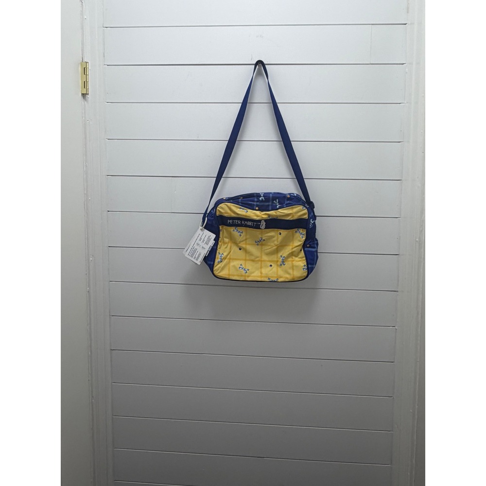 Vintage Peter Rabbit yellow plaid with blue bows baby diaper bag